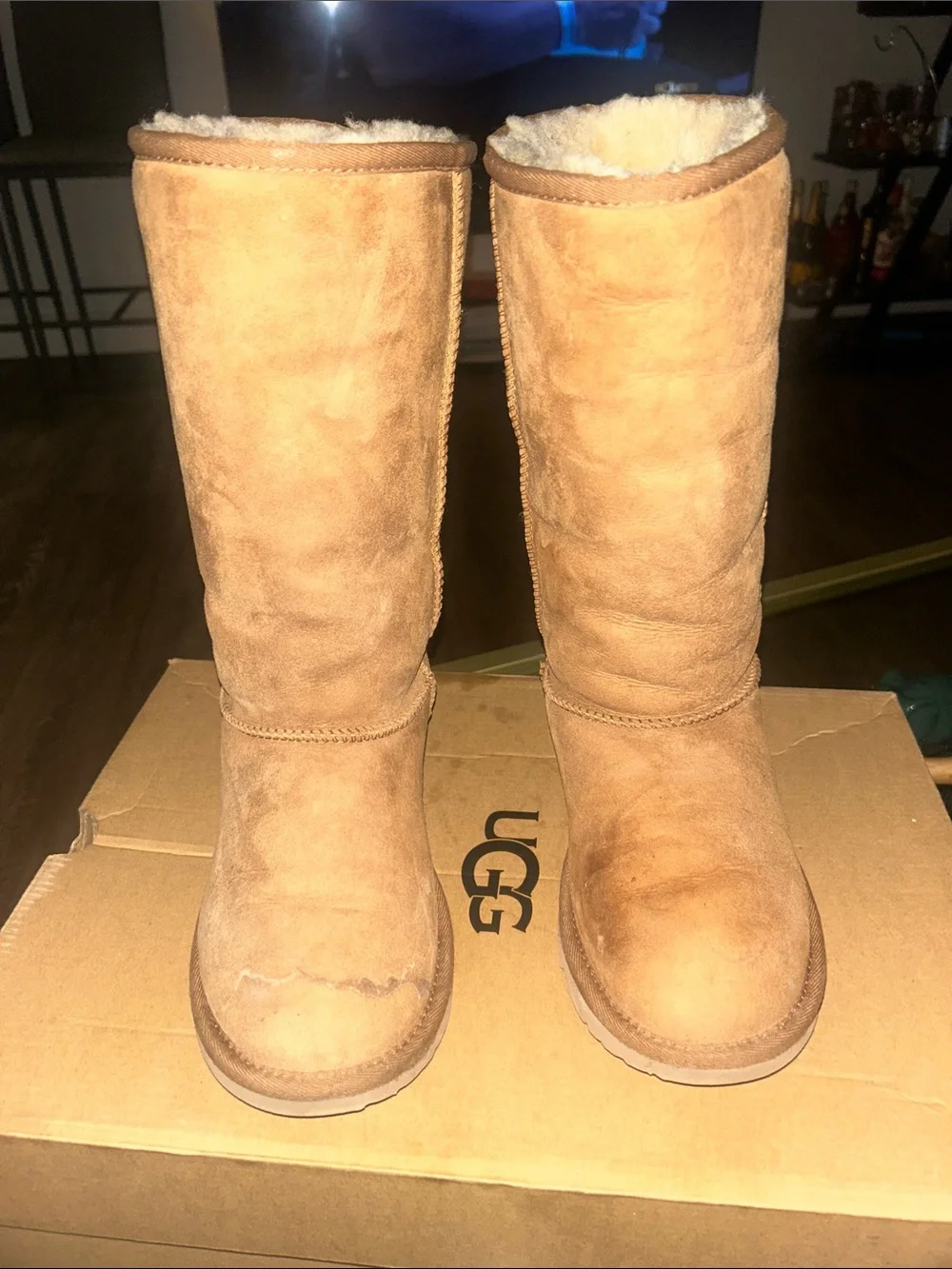 UGG Tall Shearling-Lined Suede Boots - Chestnut Tan